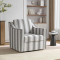 Swivel Accent Chair 360° Swivel Upholstered Club Armchairs for Living Room Comfy Fabric Single Sofa Reading Chair with Deep Seat Metal Swivel Base Gray Stripe