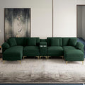 OUYESSIR U-Shaped Sectional Sofa Couch 4 Seat Sofa Set for Living Room Convertible U-Shaped Chenille Couch Set with USB Port Central Console Ottoman128 inches (Green)