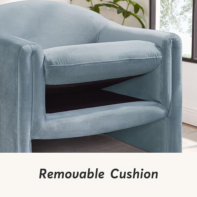 VANOMi 31.2 Accent Chair Modern Upholstered Living Room Chairs Comfy Single Sofa Chair for Bedroom Office Waiting Room Set of 2 (Denim Blue Velvet)