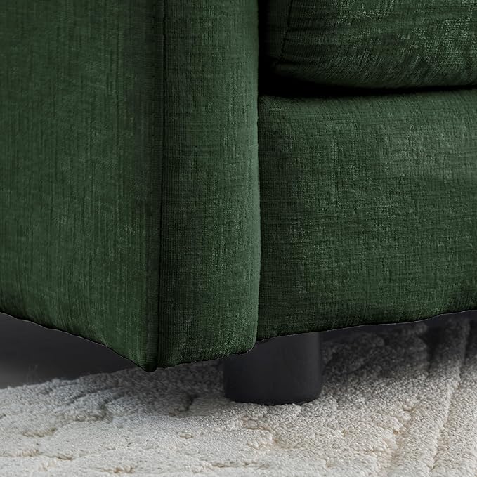 Deep Seat Cloud Loveseat Sofa Sectional Couch with Movable Ottoman 2 Seater Oversized L Shaped Corner Sofa Couches Comfy Chenille Love Seat for Living Room Bedroom Apartment Office