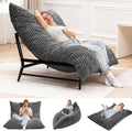 Modern Accent Chair Giant Bean Bag Lounge Chairs with Sturdy Metal Frame &amp Washable Cover Comfy Upholstered Chair for Reading Room Bedroom Grey