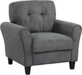 Giantex Modern Mid-Century Accent Chair - Linen Living Room Chair with Tufted Back 7 Thick Cushion Max Load 400 lbs Upholstered Armchair with Non-Slip Foot Pads Club Chair for Bedroom Grey