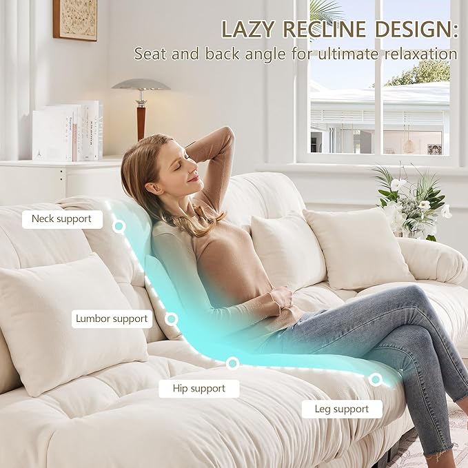 Cloud Sectional Sofa 94.4 Chenille Deep 2 Seater Modular Loveseat Sofa Couch for Living RoomLight Coffee