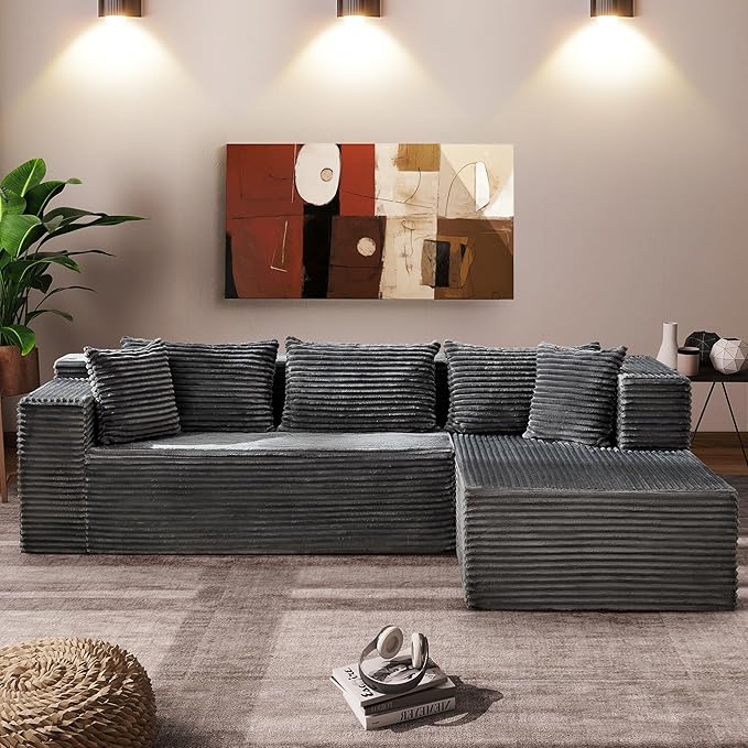 Garvee Modular Sectional Sofa Cloud Sectional Couch 106 Comfy L Shaped Couches for Living RoomOversized Sofa Sleeper with Deep Seat No Assembly Required