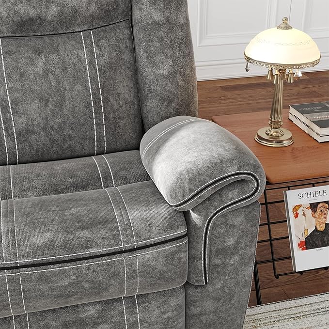Acme Furniture Zubaida 41 x 87 Modern Velvet Reclining Sofa with USB Dock 1 Storage Drawer Tight Back &amp Seat Cushion in 2-Tone Gray Finish