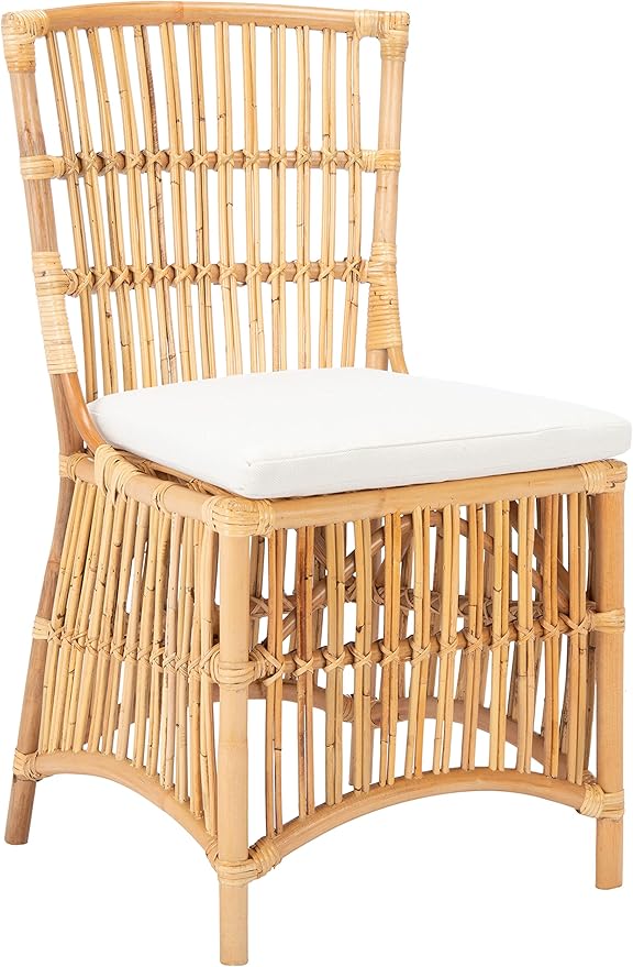Safavieh Home Collection Erika Rattan Cushion (Set of 2) Accent Chair Natural/White
