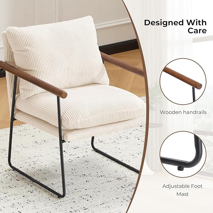 Furnilivng Small Sling Accent Chair Comfortable Boucle Fabric Arm Chair Upholstered Cozy Reading Chair for Living Room Bedroom Dressing Room Home Office Beige