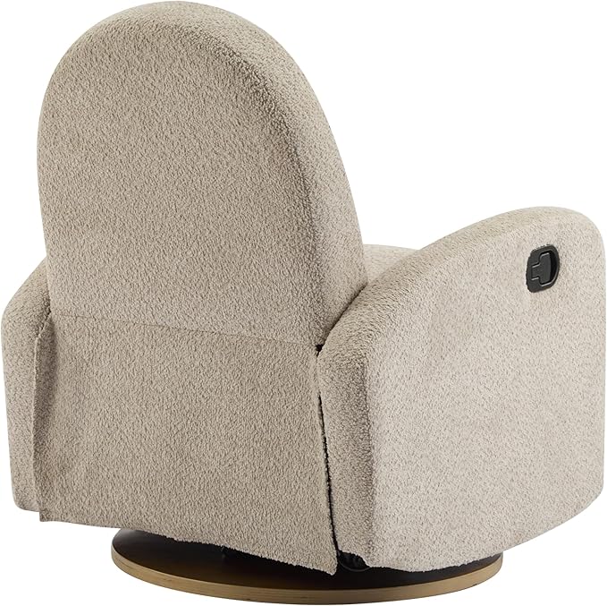 GDFStudio Swivel Glider Recliner Chair Nursery Rocker Recliner Chair with Boucle Upholstered High Back Single Seat Sofa Chair with Deep Seat Manual Nursing Reclining for Living Room Almond