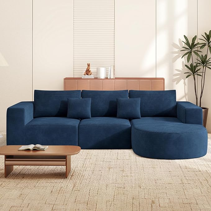 Boneless Couches for Living RoomCloud Sectional Couch with L-Shape ChaiseModern Modular Sofa with Deep Seat Upholstered Comfy Couches for BedroomNo Assembly Required1PCS