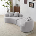 106”Curved Sectional Sofa Cloud Sectional Couch with Deep Seat and 4 Throw Pillows Plush Teddy Fabric Suitable Living Room Bedroom Cloud Couch No Assembly Needed Grey