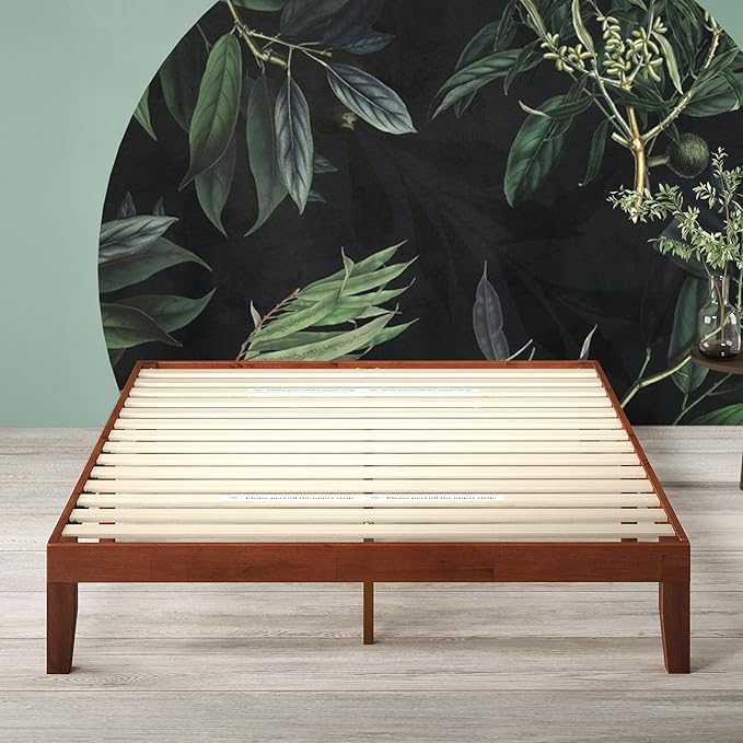 Zinus Wen Wood Platform Bed Frame/Solid Wood Foundation/Wood Slat Support/No Box Spring Needed/Easy Assembly Queen