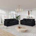 Oversized Cloud Modular Couches Sets2 Pieces Sectional Loveseat Sofa4-Seater Modern Chenille Upholstered Sofas Set for Office Apartment with 4 PillowsBlack