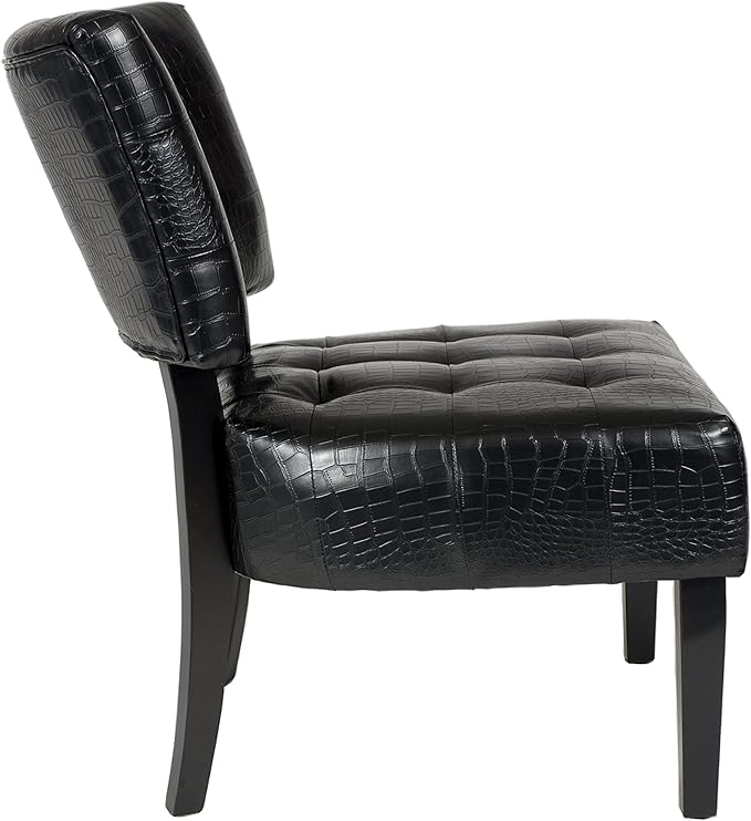 Roundhill Furniture Blended Leather Tufted Accent Chair with Oversized Seating Textured Black