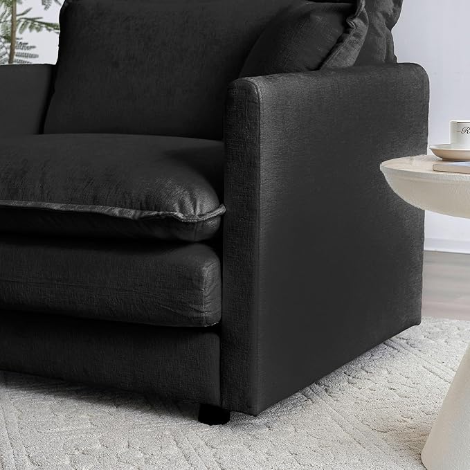 Miscoos Chenille Oversized Accent Chair - 39”W Big Comfy Modular Cloud Chair Cozy Reading Chair for Living Room Kids Room Reading Nook Bedroom Family Jet Black