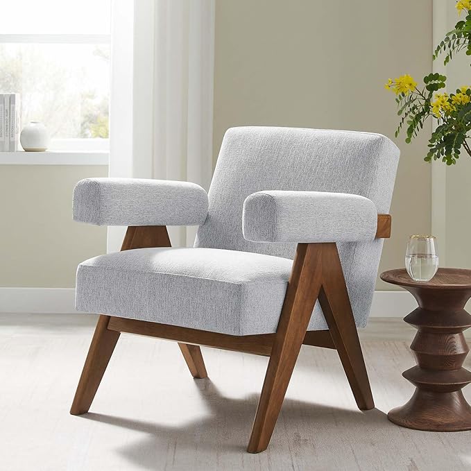 Modway EEI-6503-HLG Lyra Fabric Armchair Light Gray Fabric
