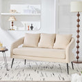 53.7 Modern Velvet Loveseat Sofa with 3 PillowSmall Comfortable 2 Seat Sofa with Metal Legs Small Couch for Living RoomBedroomOfficeReceptionBeige