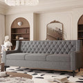 GDFStudio 78.75 3-Seater Sofa Button Tufted Backrest Big Comfy Couch with Plush Cushions Mid Century Modern Couches Home Living Room Sofa Upholstered Sofas &amp Couches for Apartment Bedroom Gre