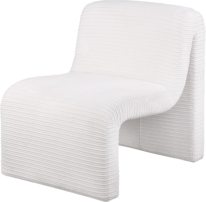 Coaster Home Furnishings - Drayton - Wood and Metal - Upholstered Armless Accent Chair with Sinuous Curves Ribbed Detailing and Foam Padding - Living Room - Ivory - 907525