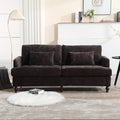69” Modern Chenille Loveseat Sofa Couch Upholstered 2 Seat Love Seat Deep Seat Small Couch with 2 Pillows and Sturdy Wood Legs for Living Room Bedroom Apartment (Black)