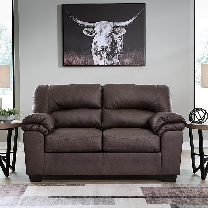 Signature Design by Ashley WalkerPoint Contemporary Loveseat with Removable Cushion Dark Brown