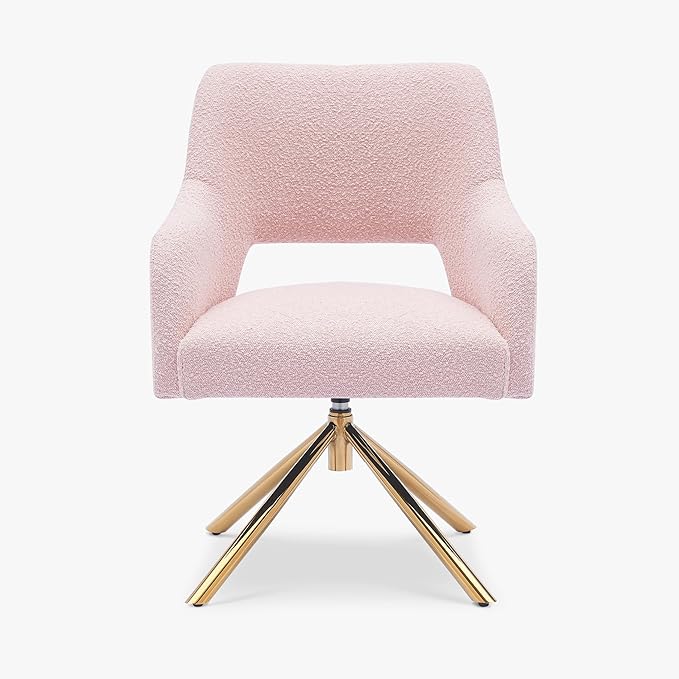 WestinTrends Genevieve Mid-Century Modern Wide Boucle Swivel Accent Arm Chair Dusty Peach