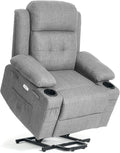 Polar Aurora Power Lift Chair for ElderlyElectric Recliner Chair with Heating and Vibrating MassageLiving Room Chair with Adjustable BackThickened armrestUSB Ports2 Cup HoldersGray