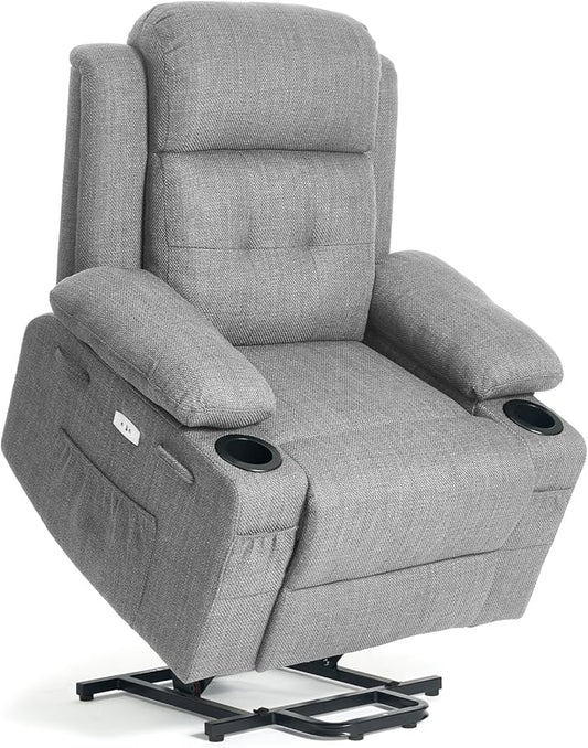 Polar Aurora Power Lift Chair for ElderlyElectric Recliner Chair with Heating and Vibrating MassageLiving Room Chair with Adjustable BackThickened armrestUSB Ports2 Cup HoldersGray
