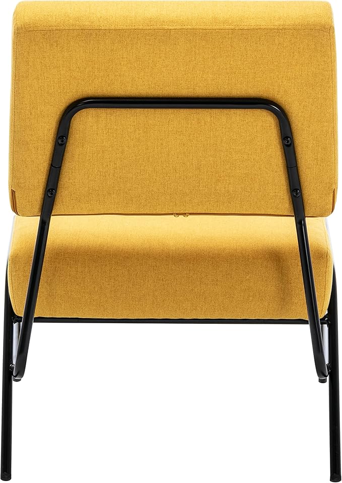 Generic Wire Metal Frame Slipper Chair Armless Accent Chair Lounge Chair for Living Room Bedroom Home OfficeYellow Linen