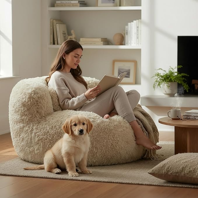 CHITA Compact Expandable Lounge Chair with Pillow Ideal for Living Room Sand