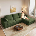 107 Cloud Couch Modular Sectional Sofa for Living Room L-Shape Boneless Couch with Deep Seat Modern Corduroy 3-Seater No Assembly Required (GreenRight-Facing Chaise)