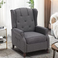 Wingback Recliner Chair with Massage and Heat Wingback Recliner Tufted Fabric Push Back Recliner Chair for Living Room Vintage Wingback Chair with Remote Control Padded Cushion Wooden Legs