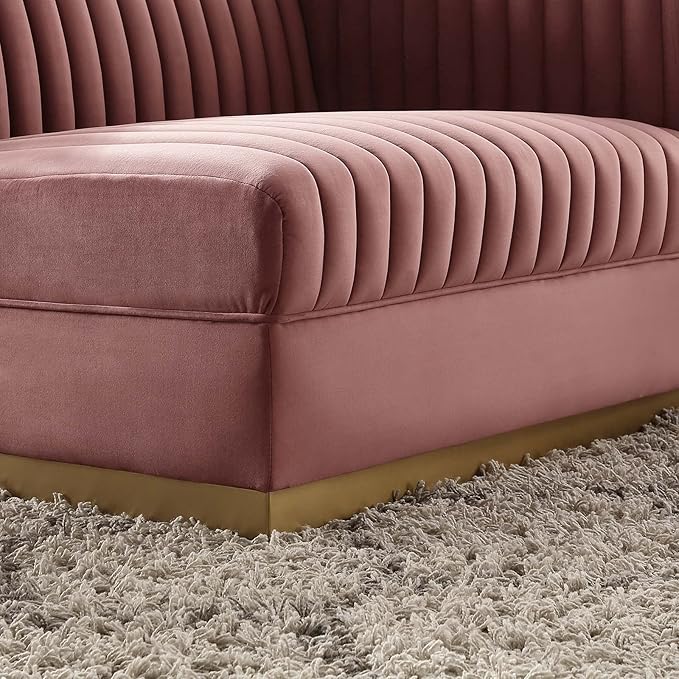 Modway Sanguine Channel Tufted Upholstered Performance Velvet Modular Sectional Sofa Right-Arm Chair in Dusty Rose
