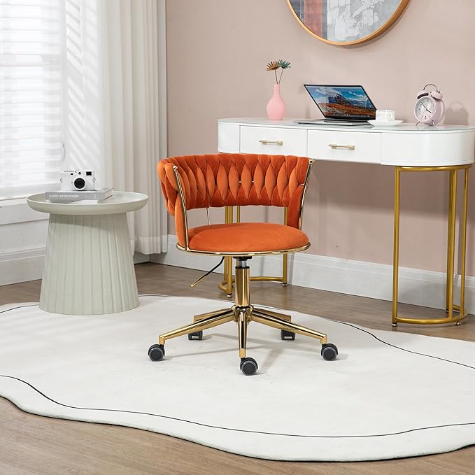 Home Office Desk Chair Vanity Chair Modern Adjustable Home Computer Executive Chair Swivel Task Chair for Small Space Living Room Make-up Studying