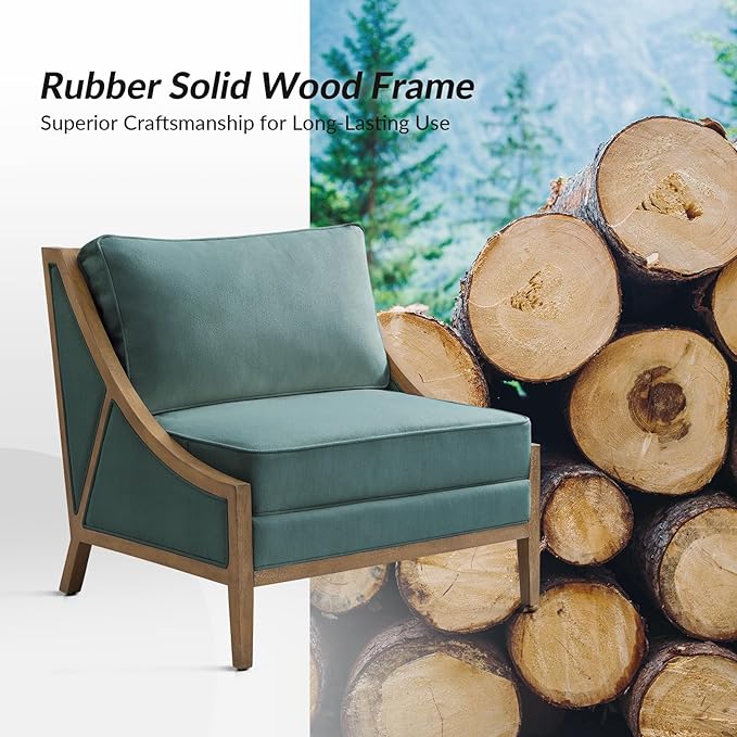HULALA HOME Oversized Accent Chair with Solid Wood Frame Comfy Upholstered Armchair with Seat Cushion Movable Back for Living Room Bedroom Teal