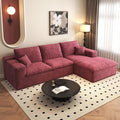 107'' L-Shaped Modern Modular Sectional Cloud Couch 4-Seat Chenille Deep-Seat Sofa with Pillow for Living Room Bedroom Apartment Wine Red