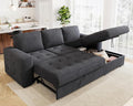 VanAcc 96 Sleeper Sofa Sofa Bed Couch with Storage Chaise Sleeper Couch with Pull Out Bed for Living Room(Grey)