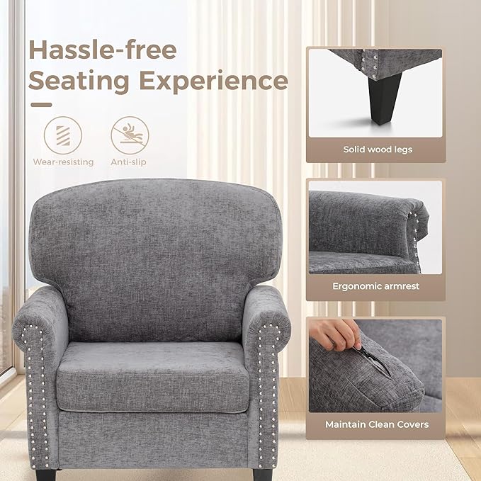 MAISON ARTS Gray Sofa and Loveseat Set Space-Saving Comfy Couches for Office/Meeting Room Linen-Blend Fabric with Removable Furniture Covers
