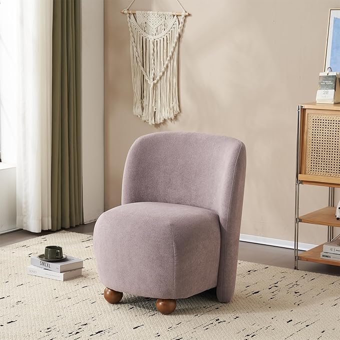 Comfy Reading Chair for Kids Teens &amp Adults Armless Barrel Chair Upholstered Single Sofa Chair &amp Occasional Chair for Living Room Small Chair &amp Corner Chairs for Bedroom (Purple)