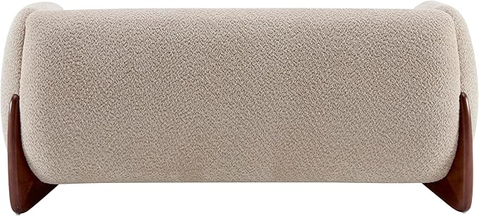 Christopher Knight Home Alma 63 Boucle Loveseat with Wood Legs 2 Seater Sofa Couches for Living Room Upholstered Couch Chair Soft Seating Lounge Sofa Chair Cozy Loveseat with Armrest Almond