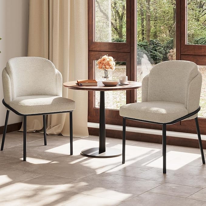 Upholstered Dining Chairs Set of 2 Modern Kitchen Chairs with Velvet Back Fabric Side Chair with Metal Legs for Kitchen Restaurant