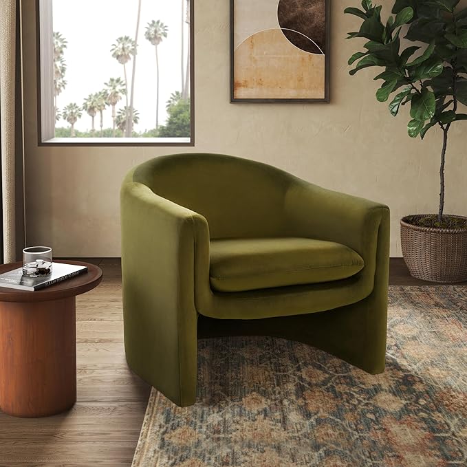 SAFAVIEH Couture Collection Laylette Olive Green Velvet Accent Chair (Fully Assembled)