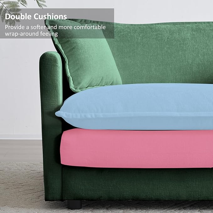 GNIXUU Upholstered Living Room Furniture Sets Inclued 2 Pieces loveseat Sofa Modern Chenille Deep Seat Couch Set for Living Room and Bedroom(2+2 seat Green)