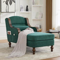 Upholstered Oversized Chaise Lounge Chair Solid Wood Frame Comfy Arm Chair with Thick Double-Layer Cushion Curved Armrests Modern Overstuffed Sleeper Recliner for Bedroom Living Room(Emerald Green)