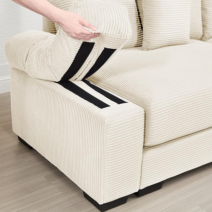 54.3 Oversized Cloud Accent Chair with Ottoman Modern Plush Corduroy Upholstered Extra-Thick Armrests &amp Overstuffed Cushion &amp 3 Pillows Comfy Chaise Lounge for Living Room Bedroom Apartment
