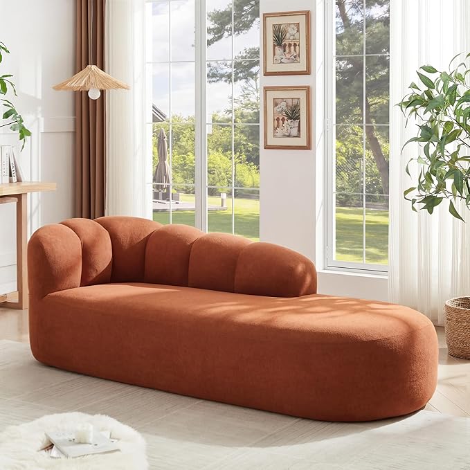 Christopher Knight Home Presie Upholstered Boneless Chaise Lounge Chair Indoor Comfy Chaise Lounge Sofa for Bedroom Modern Home Sofa Living Room No Assembly Required Burnt Orange