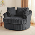 Oversized Round Swivel Barrel Accent Chair with Pillows Comfy Modern Chaise Lounge Sofa Indoor for Living Room Bedroom (Dark Grey Set of 1)