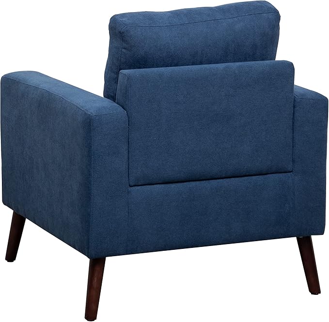 Modern Armchair Living Room Chair upholstered Upholstery Chair with Solid Wood Legs Sofa for Home Office Guests Dark Blue