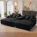 60 Chaise Lounge Indoor Upgraded Oversized Plush Faux Fur Sleeper Sofa Bed w/Pillows &amp Wide Armrests Fluffy Upholstered Reading Chairs Cloud Sofa Couches for Living Room Set of 2Black
