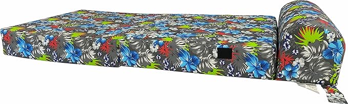 D&ampD Futon Furniture Sleeper Chair Folding Foam Beds Portable Studio Guest Sofa Bed 6 x 48 x 72 Hawaii Tropical Flowers Blue