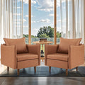 Sepnine Accent Chairs Set of 2 for Living Room Brown Armchair Reading Chair for Bedroom Mid Century Modern Club Chairs Upholstered Comfy Chair for Apartment Waiting Room
